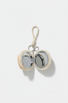 Cream Fluffy Mirror Keychain