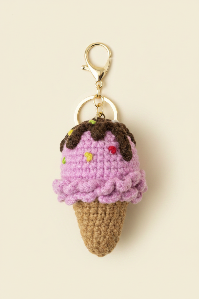 Crochet Ice Cream Keychain
