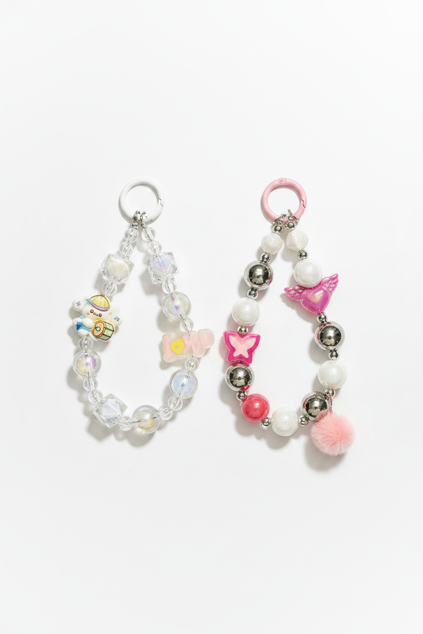 Crystal & Pink Butterfly Keychains