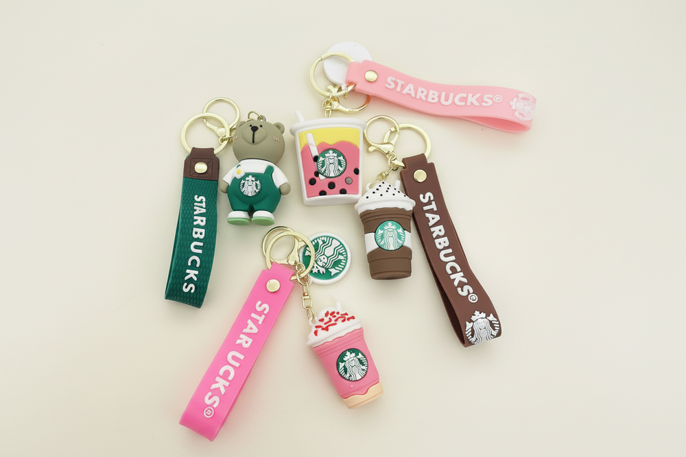 Starbucks Theme Keychains with Wrist Straps - All Variants