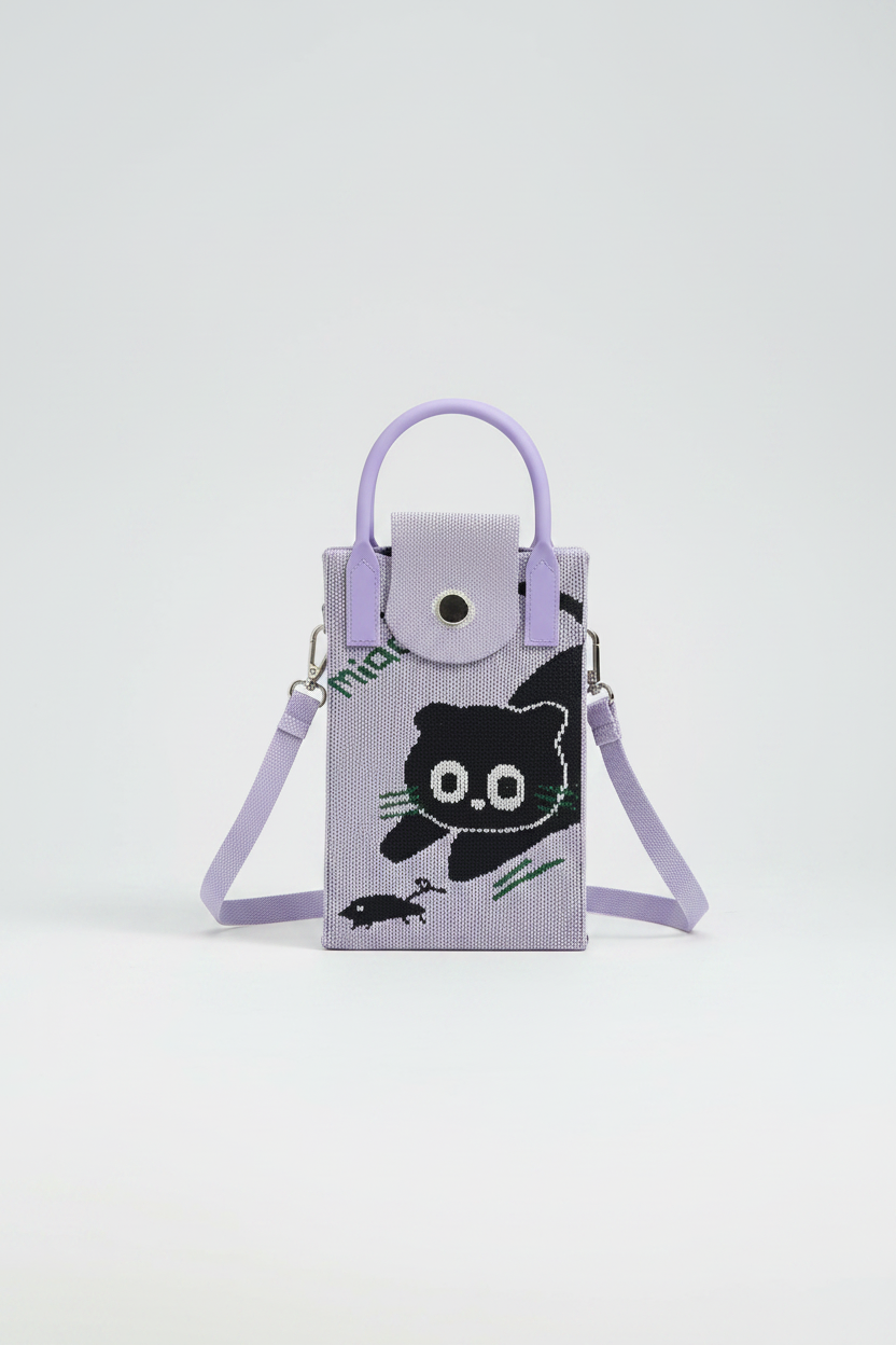 Lavender Cat Phone Bag