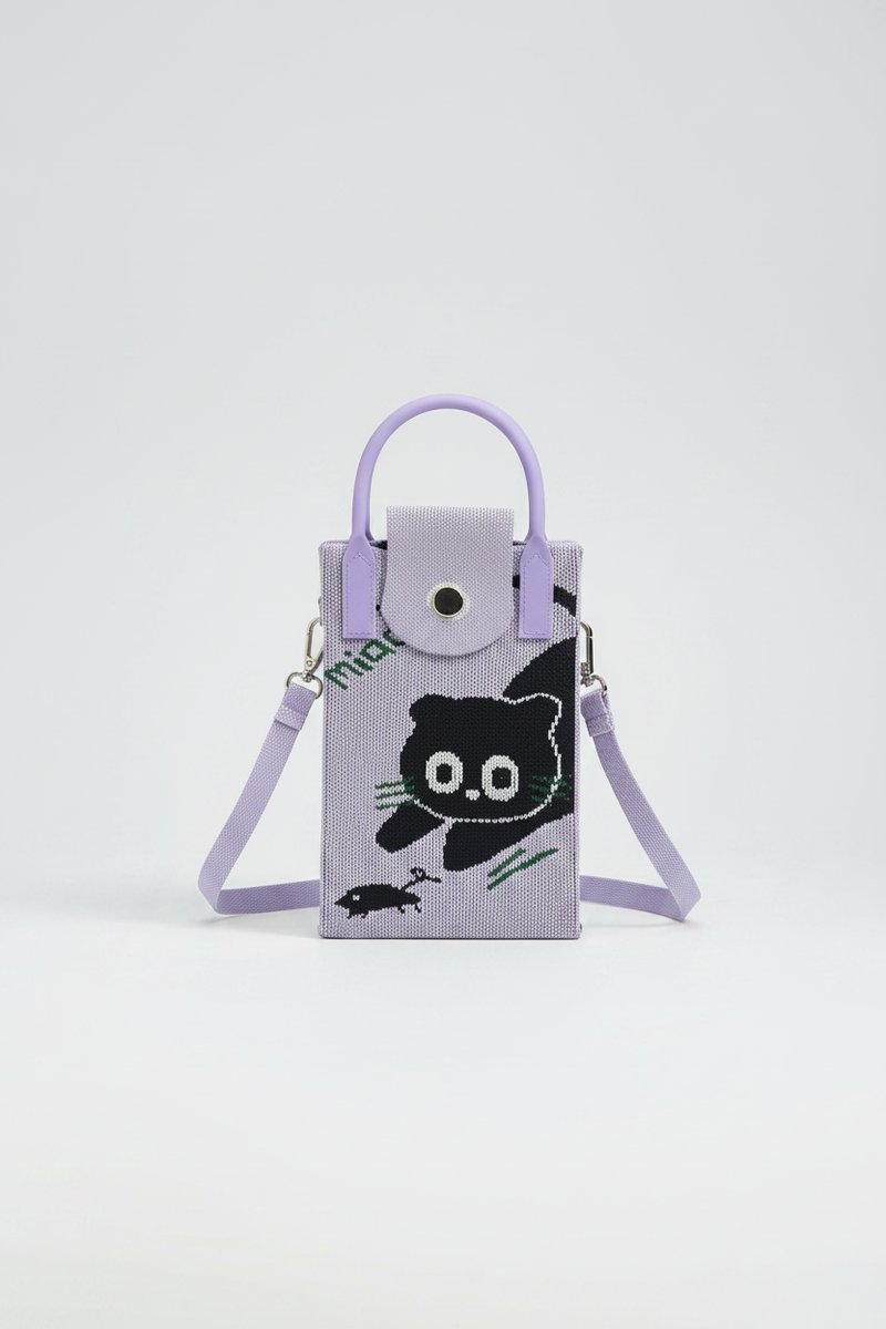 Lavender Cat Phone Bag