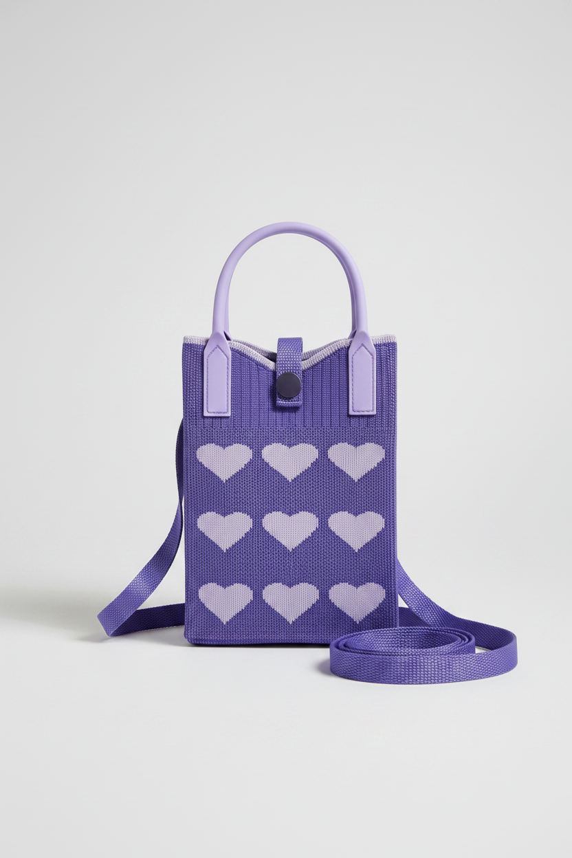 Purple Hearts Phone Bag